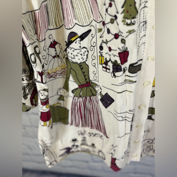 CJ Banks Cream Cotton Retro Holiday Cottagecore Festive Teacher Cardigan 1X - Picture 4 of 10